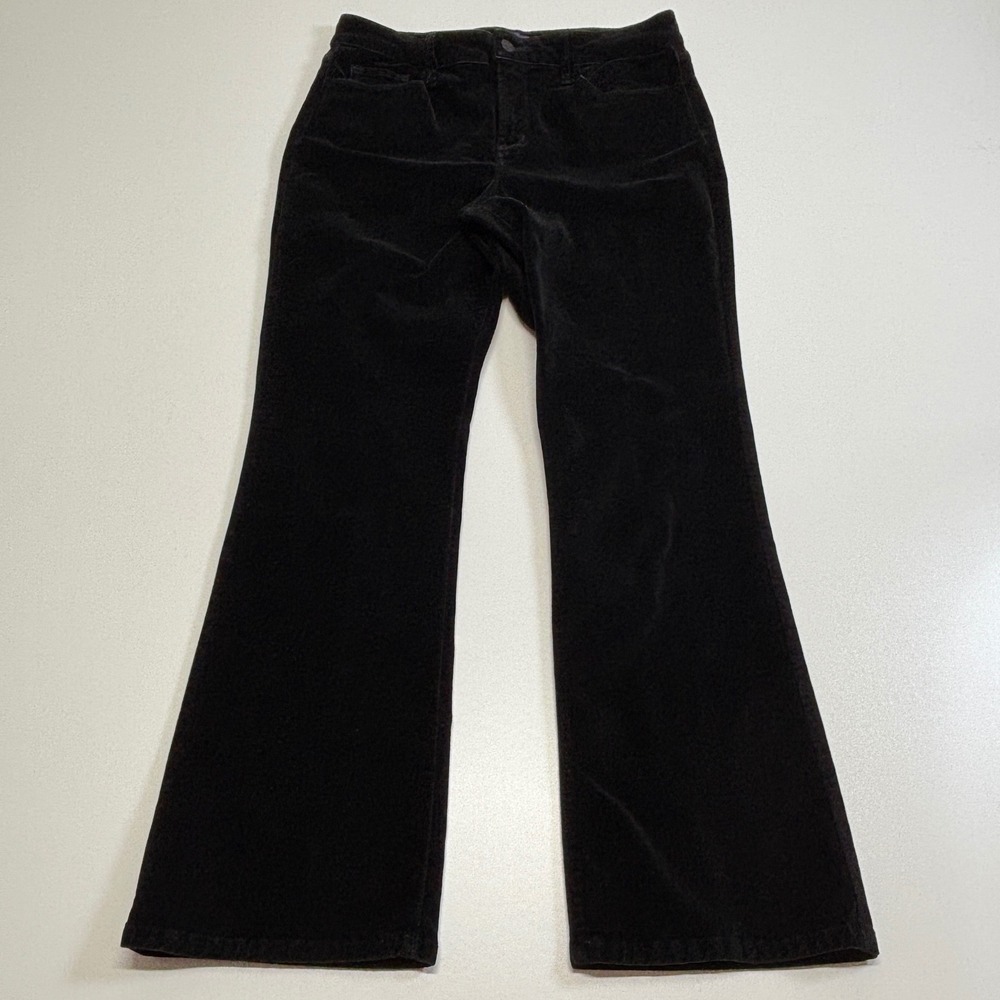 NYDJ Jeans 12P Black Velvet Flare Bootcut Pants Lift Tuck Made USA Stretch